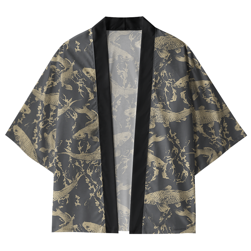 Tokyo-Tiger Vintage Japanese Koi Kimono Cardigan