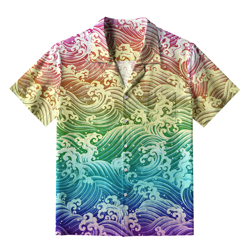 Tokyo-Tiger Rainbow Wave  Proud Kanagawa Wave Aloha Hawaiian Shirt