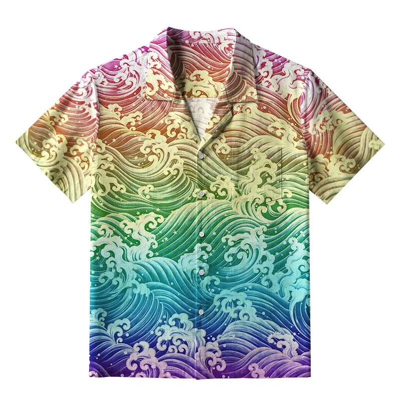 Tokyo-Tiger Rainbow Wave Proud Kanagawa Wave Aloha Hawaiian Shirt