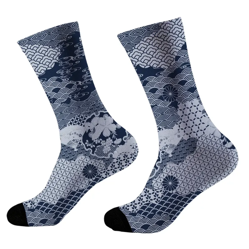 Tokyo-Tiger Elegant Floral Waves Socks