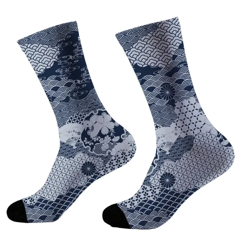Tokyo-Tiger Elegant Floral Waves Socks Sale