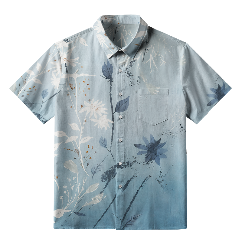 Tokyo-Tiger Serene Botanical Beauty Button-up Shirt