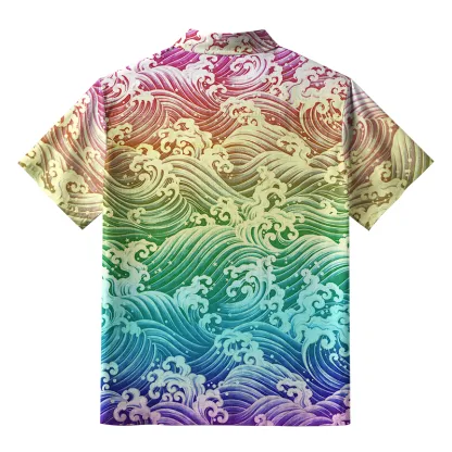 Tokyo-Tiger Rainbow Wave  Proud Kanagawa Wave Button-up Shirt