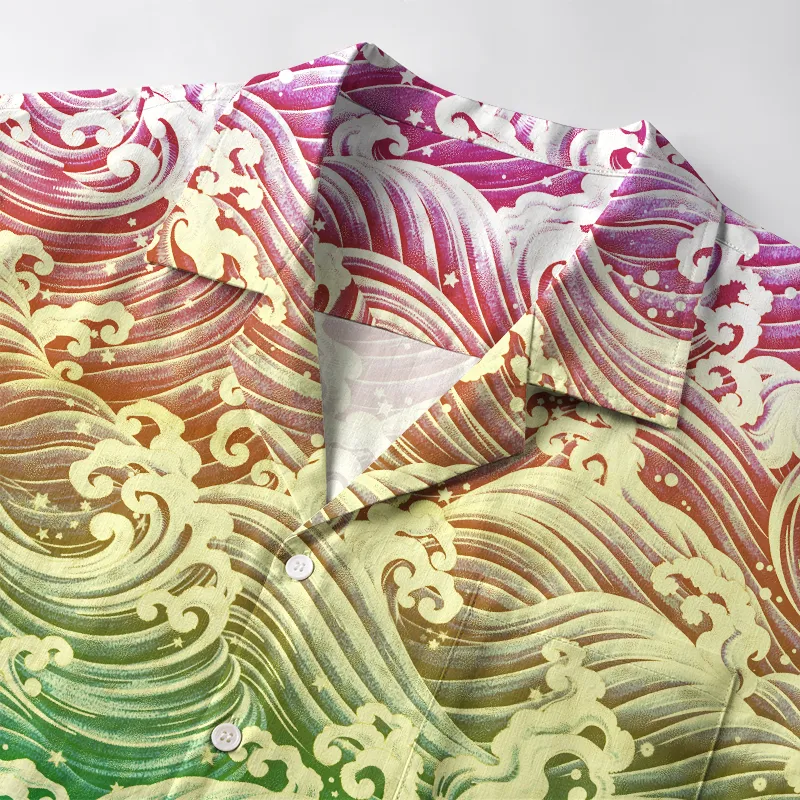 Tokyo-Tiger Rainbow Wave  Proud Kanagawa Wave Aloha Hawaiian Shirt