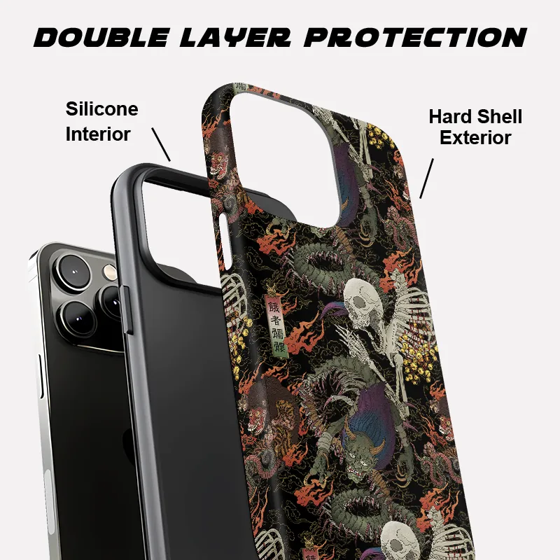 Tokyo-Tiger Japanese Yokai And Skeletons Phone Case