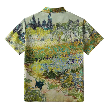 Tokyo-Tiger Black Cat In The Flower Field Aloha Hawaiian Shirt
