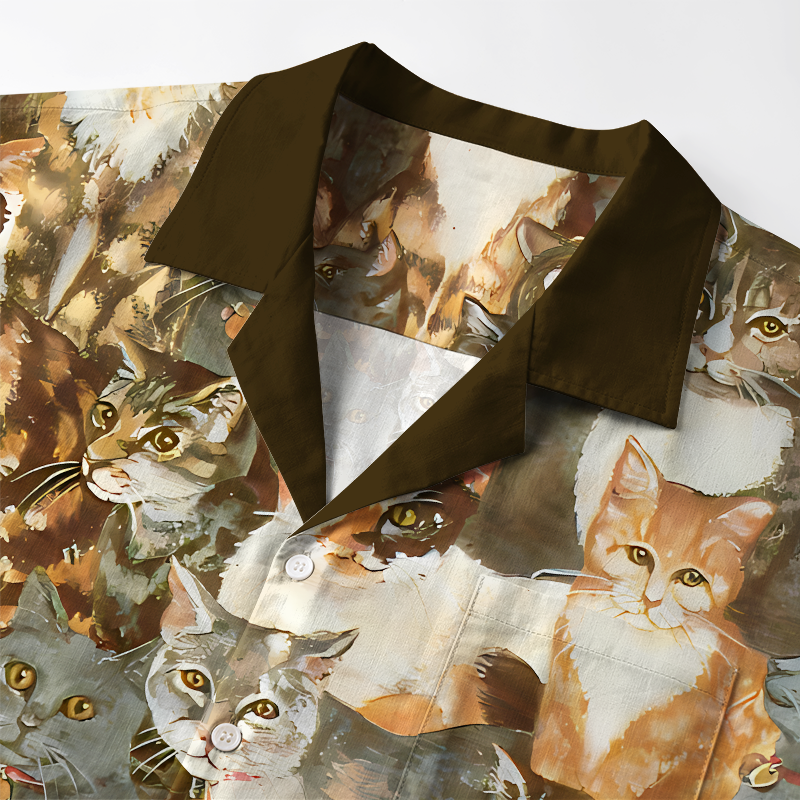 Tokyo-Tiger Oil Painting Art Cats Aloha Hawaiian Shirt