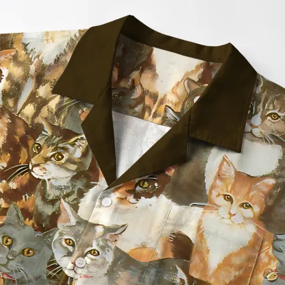 Tokyo-Tiger Oil Painting Art Cats Aloha Hawaiian Shirt