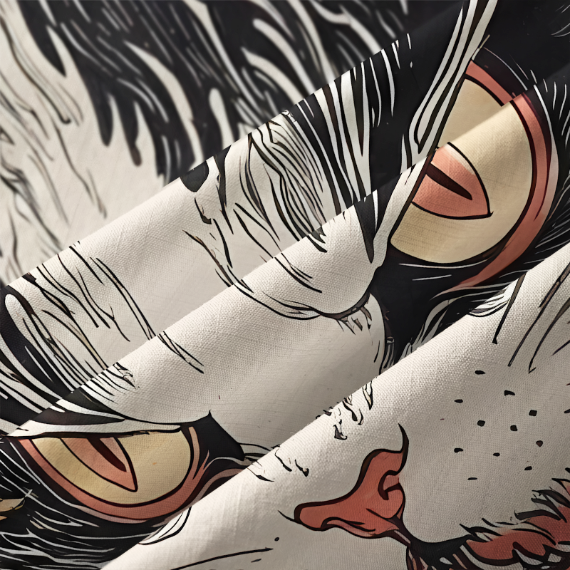 Tokyo-Tiger Cat's Fierce Gaze Button-up Shirt