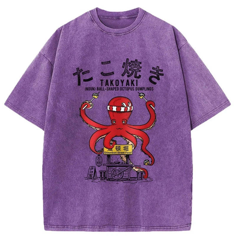 Tokyo-Tiger Takoyaki Octopus Balls Washed T-Shirt