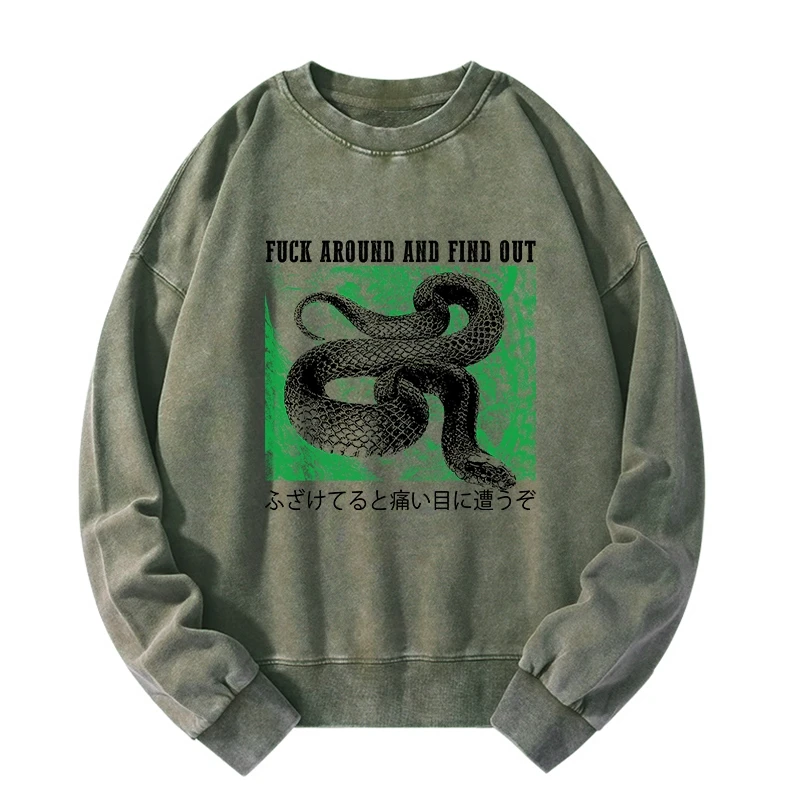 Tokyo-Tiger Cold And Heartless Snake Washed Sweatshirt