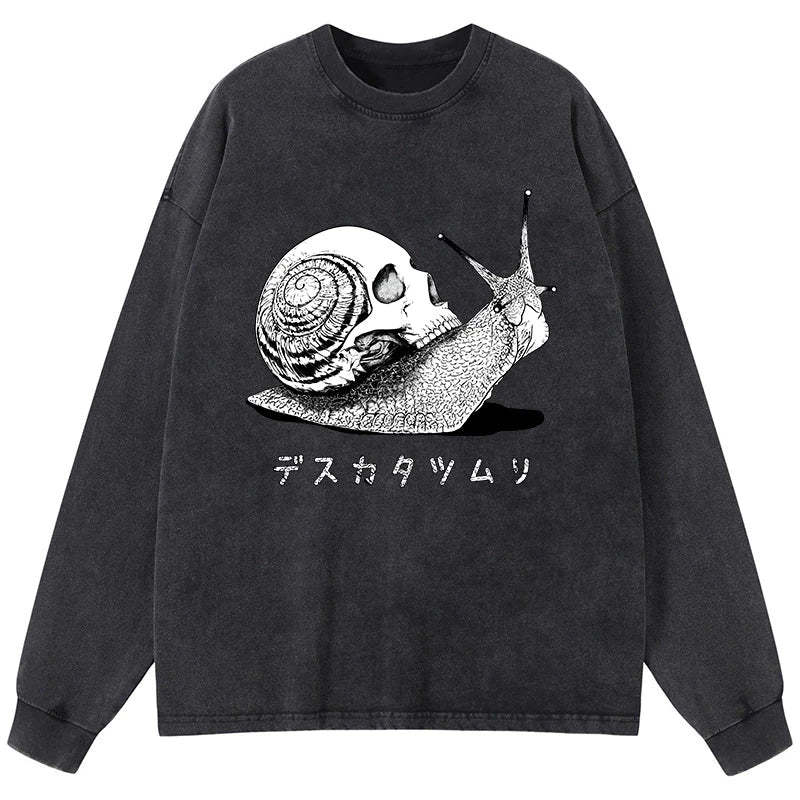 Tokyo-Tiger Death Snail Manga Washed Long Sleeve T-Shirt Sale
