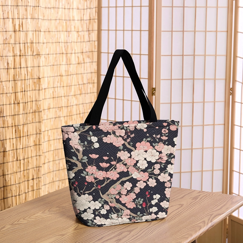 Tokyo-Tiger Blooming Sakura Zipper Tote Bag