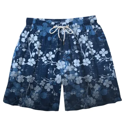 Tokyo-Tiger Midnight Blossoms Aloha Mens Swim Trunks