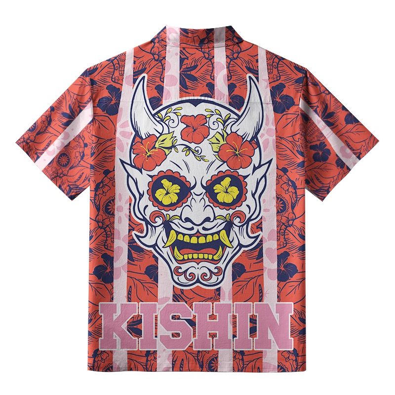 Tokyo-Tiger Blooming Skull Button-up Shirt
