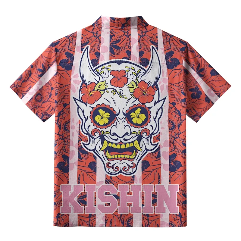 Tokyo-Tiger Blooming Skull Button-up Shirt