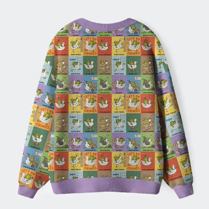 Tokyo-Tiger Frog Riding a Goose Ugly Cardigan Sweater