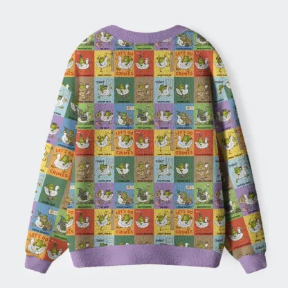 Tokyo-Tiger Frog Riding a Goose Ugly Cardigan Sweater