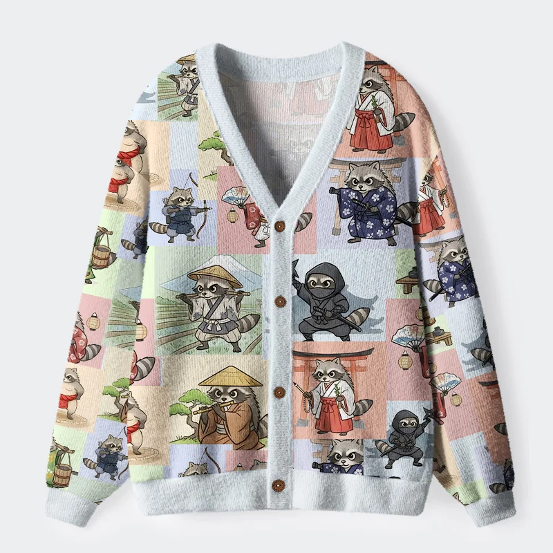 Tokyo-Tiger Japanese Raccoon Ugly Cardigan Sweater