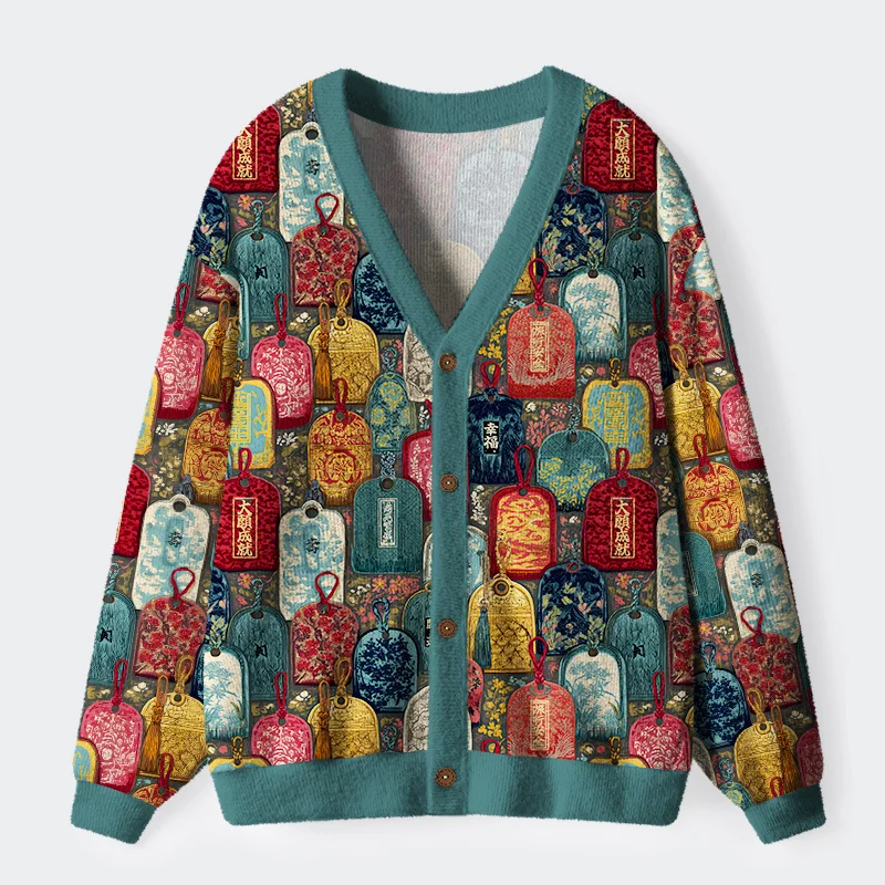 Tokyo-Tiger Amulet Japanese Ugly Cardigan Sweater