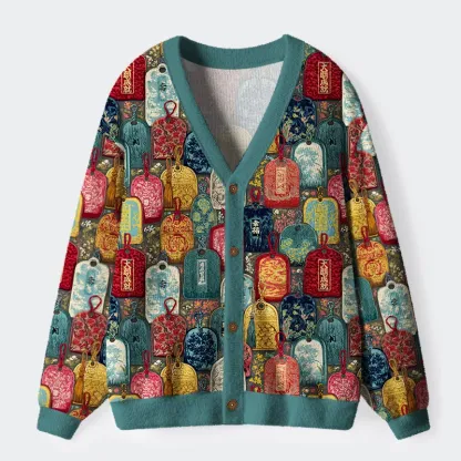 Tokyo-Tiger Amulet Japanese Ugly Cardigan Sweater