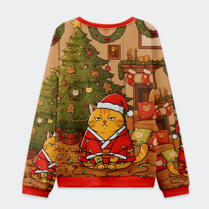 Tokyo-Tiger Fat Cat Christmas Ugly Sweatshirt