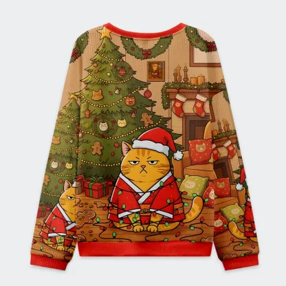Tokyo-Tiger Fat Cat Christmas Ugly Sweatshirt
