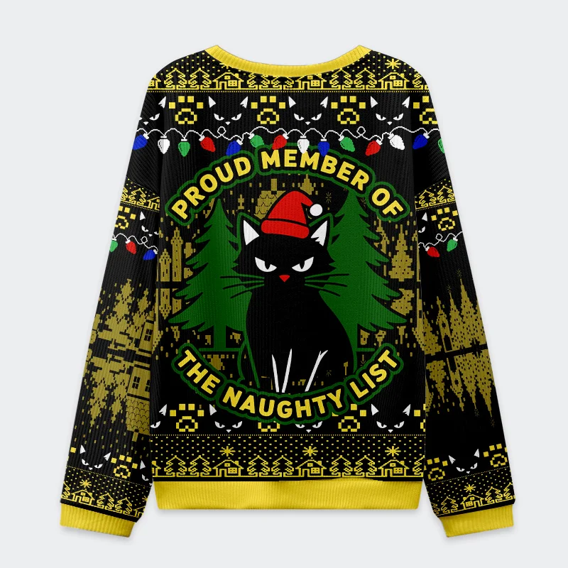 Tokyo-Tiger Black Cat Gaze Christmas Ugly Sweatshirt