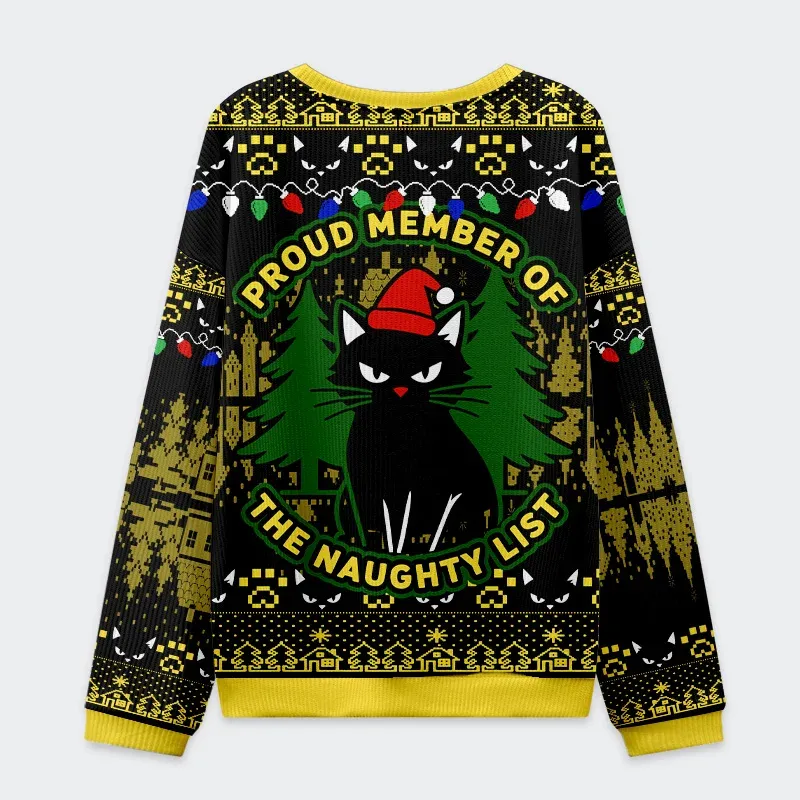 Tokyo-Tiger Black Cat Gaze Christmas Ugly Sweatshirt