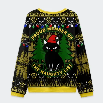 Tokyo-Tiger Black Cat Gaze Christmas Ugly Sweatshirt