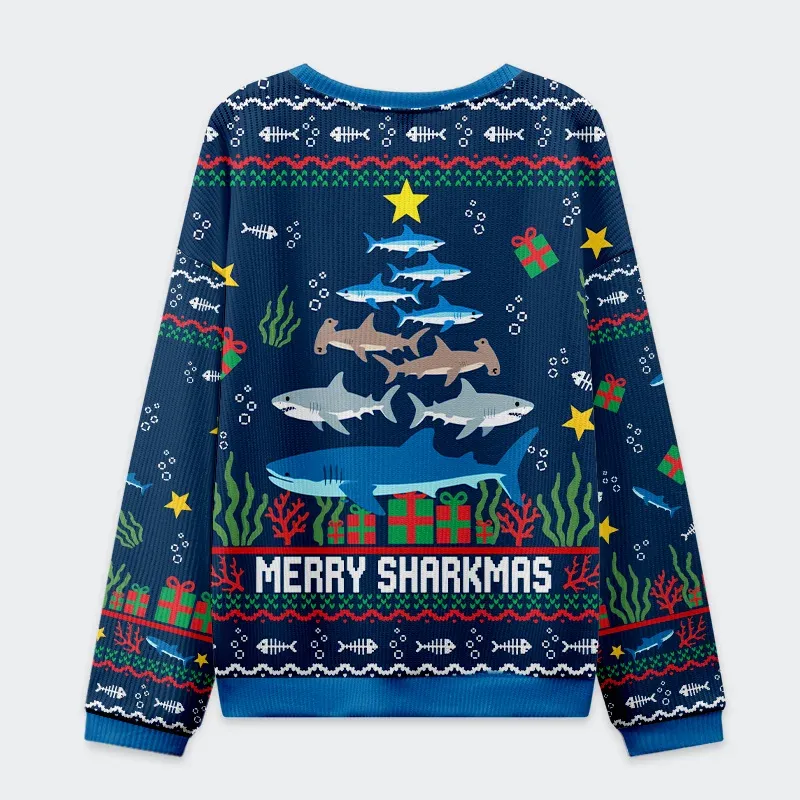 Tokyo-Tiger Shark Christmas Tree Christmas Ugly Sweatshirt
