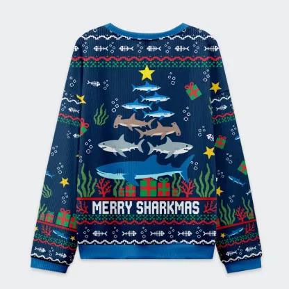 Tokyo-Tiger Shark Christmas Tree Christmas Ugly Sweatshirt