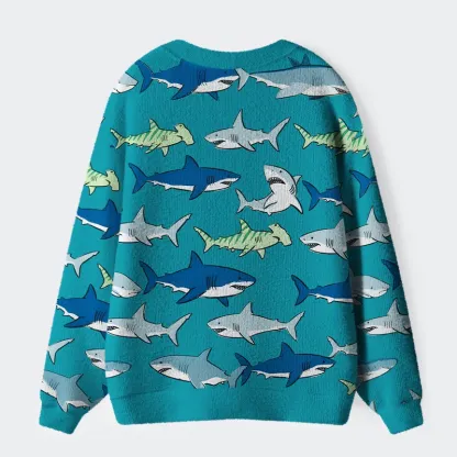 Tokyo-Tiger Shark Swarm Ugly Cardigan Sweater
