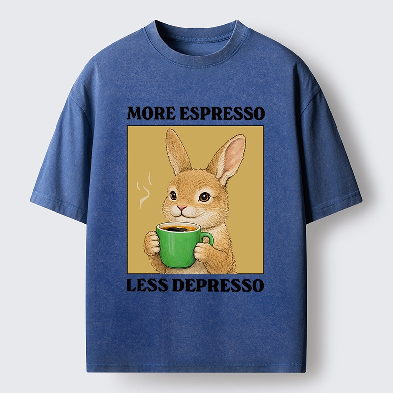 Tokyo-Tiger Rabbit Drink More Coffee Washed T-Shirt