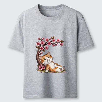 Tokyo-Tiger Cat Sleeps Under Sakura Classic T-Shirt