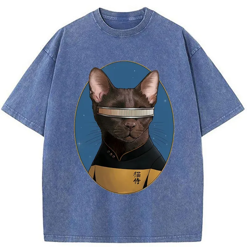 Tokyo-Tiger Star Cat Waiter Washed T-Shirt