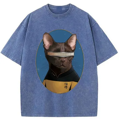 Tokyo-Tiger Star Cat Waiter Washed T-Shirt
