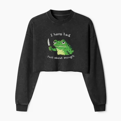 Tokyo-Tiger Impatient Frog Washed Crop Sweatshirt