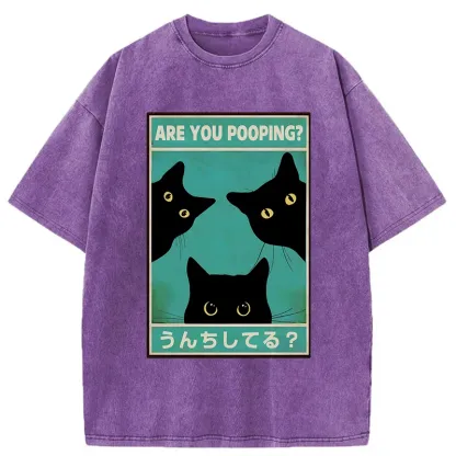 Tokyo-Tiger Cats Watching You Poop Washed T-Shirt