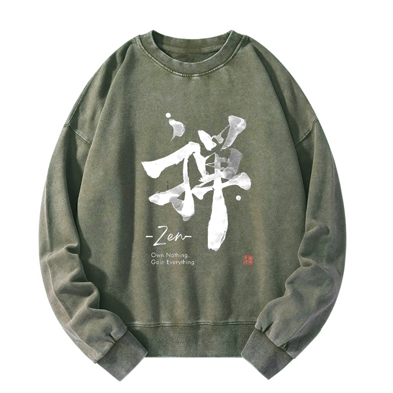 Tokyo-Tiger Zen Texts Washed Sweatshirt
