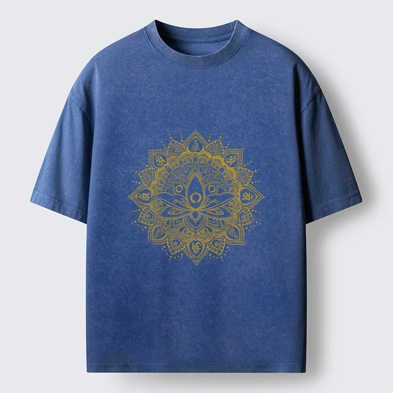 Tokyo-Tiger Serene Golden Mandala Washed T-Shirt