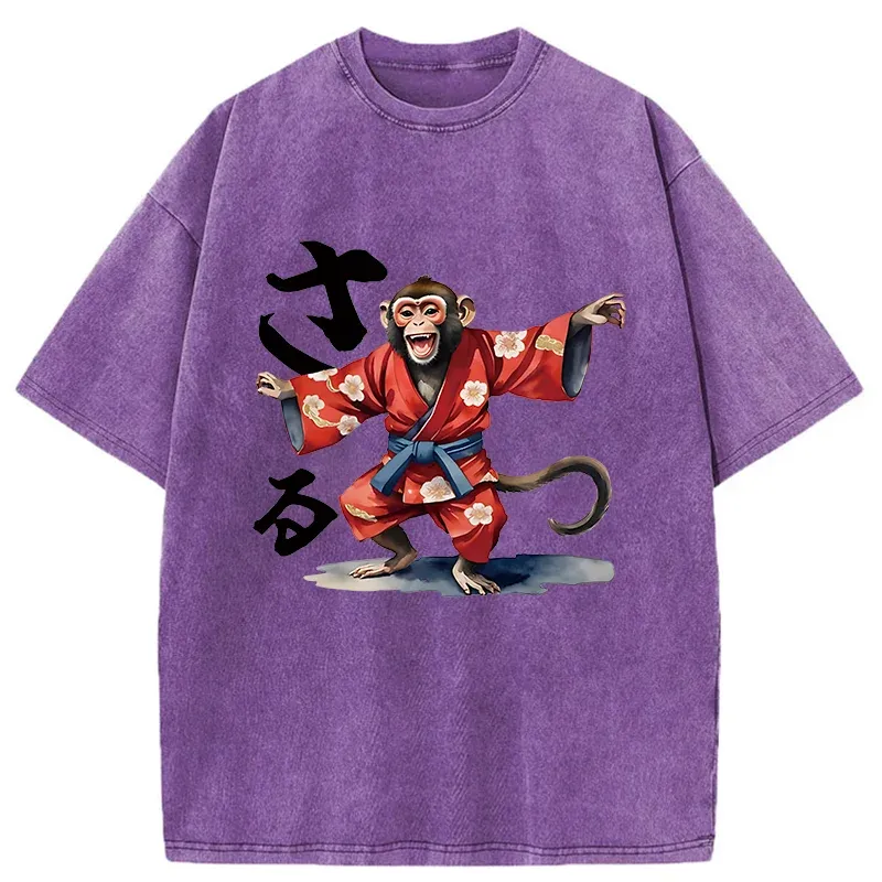 Tokyo-Tiger Dancing Monkey Washed T-Shirt