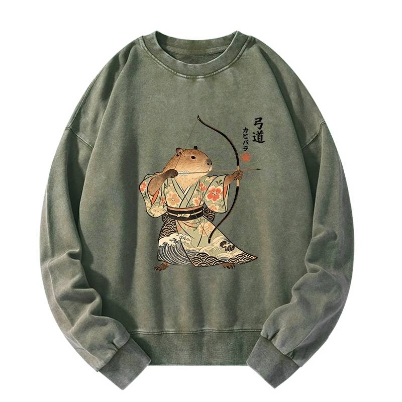 Tokyo-Tiger Capybara Archery Washed Sweatshirt