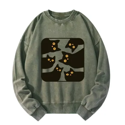 Tokyo-Tiger Cats Are Watching You Washed Sweatshirt