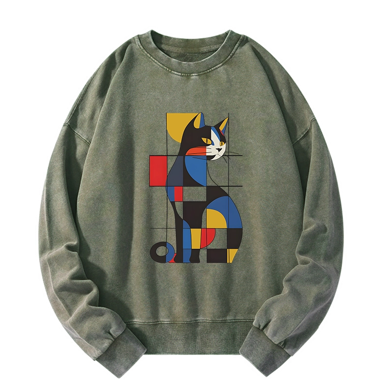 Tokyo-Tiger Mondrian Cat Washed Sweatshirt