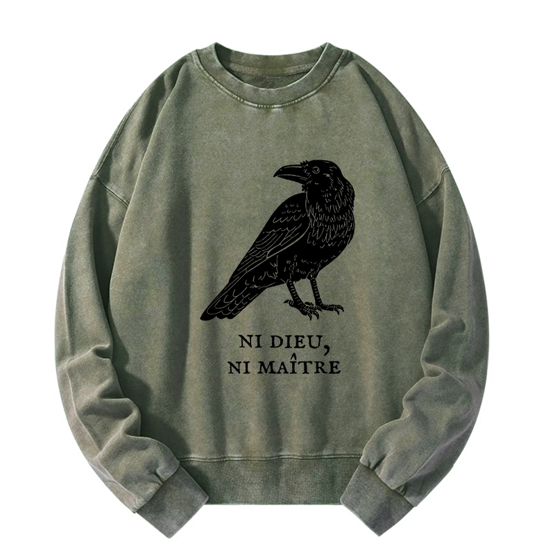 Tokyo-Tiger Crow Have A Strong Sense Of Self Washed Sweatshirt