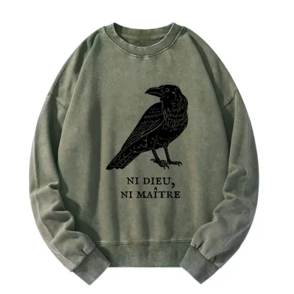 Tokyo-Tiger Crow Have A Strong Sense Of Self Washed Sweatshirt