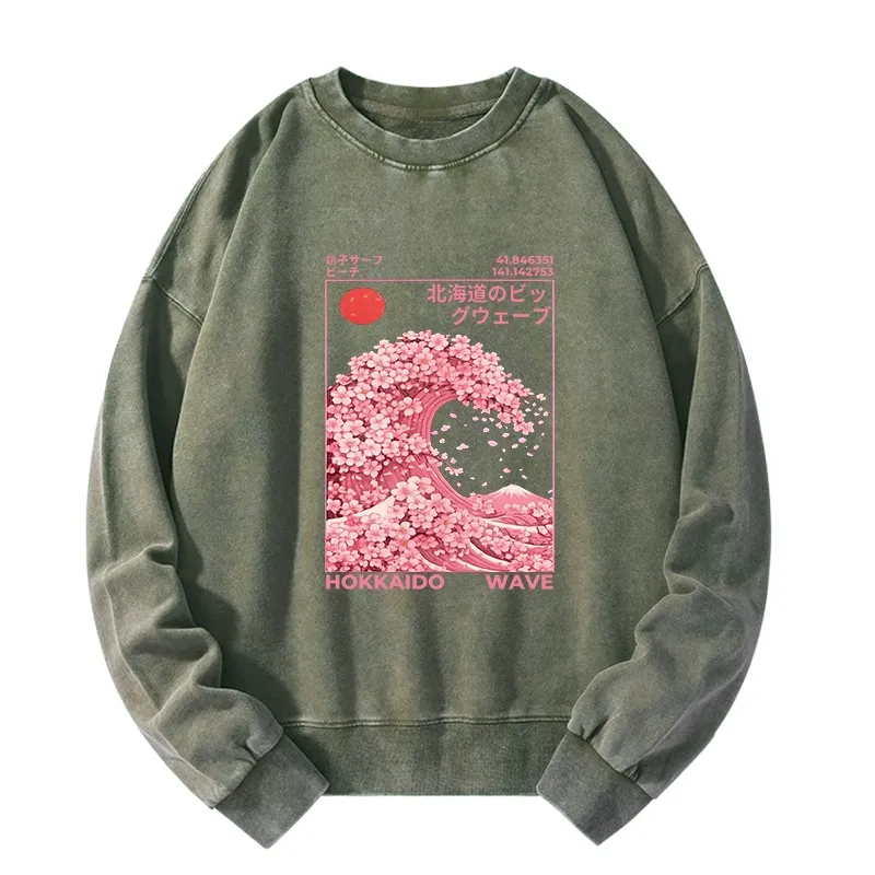 Tokyo-Tiger Sakura Wave Washed Sweatshirt
