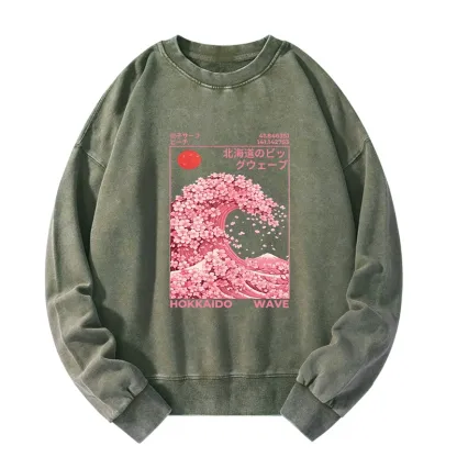 Tokyo-Tiger Sakura Wave Washed Sweatshirt