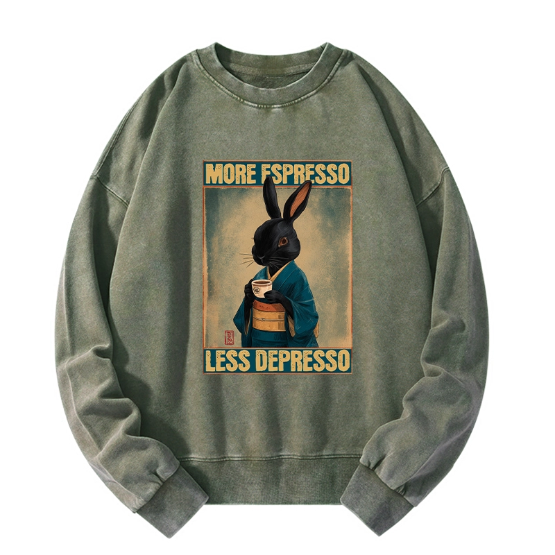 Tokyo-Tiger More Espresso Less Depresso Rabbit Washed Sweatshirt